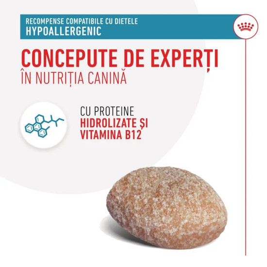 Royal Canin Hypoallergenic Snacks – Recompense Hipoalergenice pentru Câini cu Alergii Alimentare, 230 g